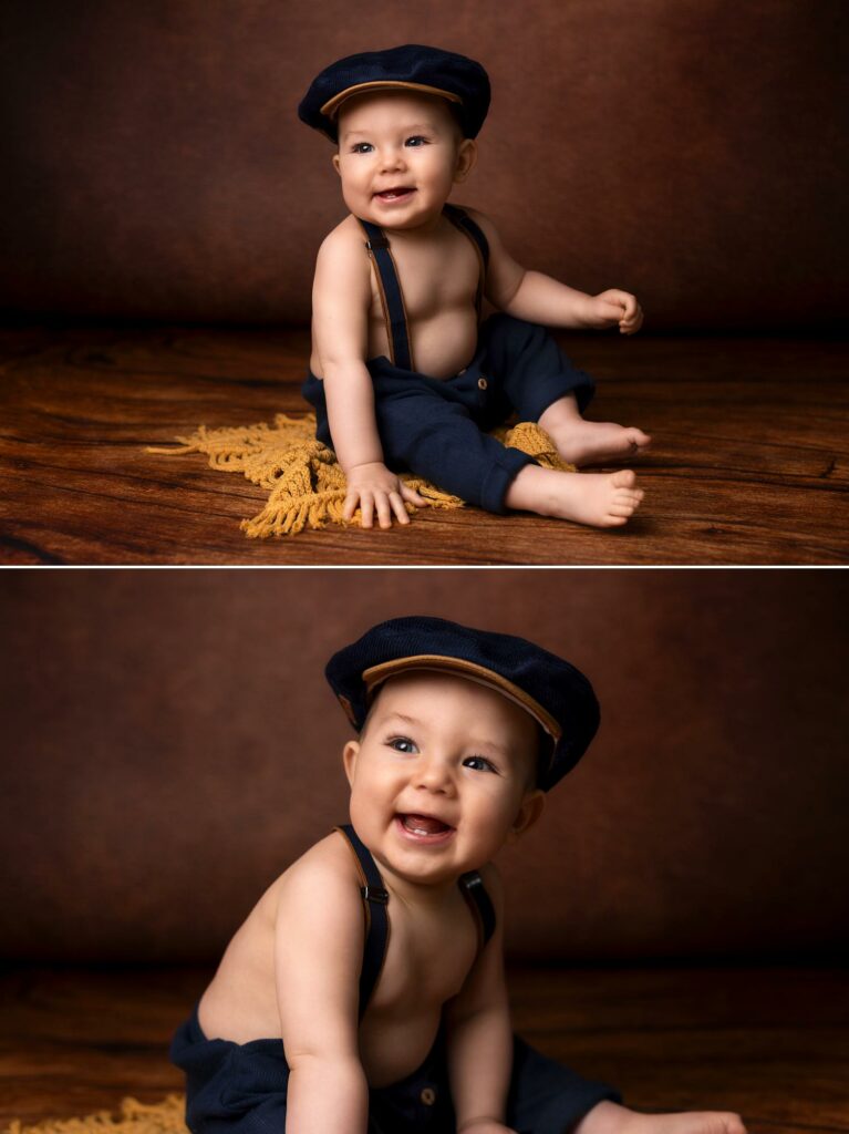 photo de bébé à 7 mois portrait artistique vintage 