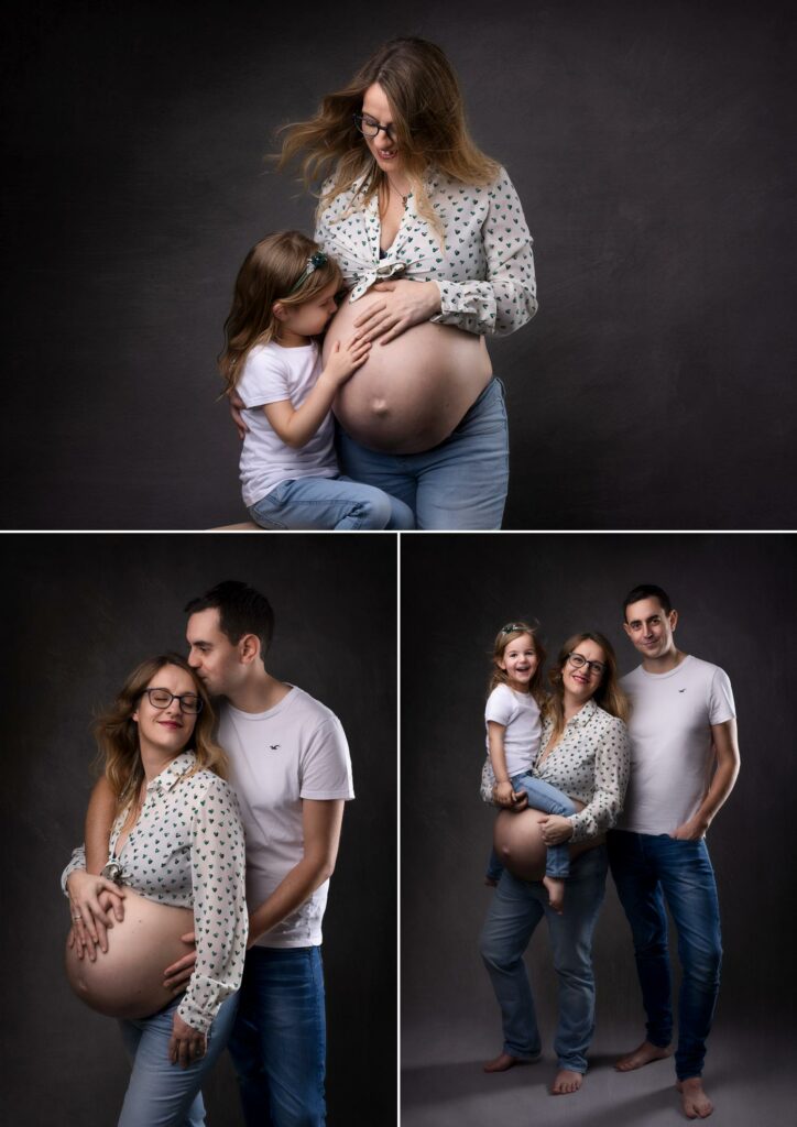 photographier sa grossesse dans un studio photo avec sa famille